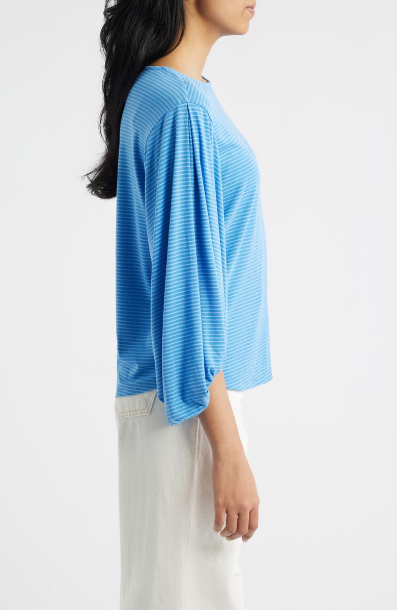 Wit & Wisdom Stripe Balloon Sleeve Knit Top, Alternate, color, Mediterranean Blue
