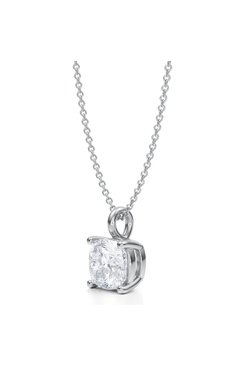 Cushion Solitaire Lab Diamond Pendant Necklace 14K 2.50ct, Alternate, color, White Gold