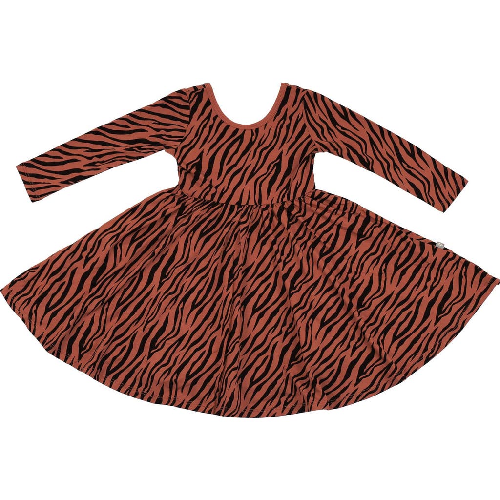 Kyte Baby Kids' Midnight Party Twirl Long Sleeve Dress In Brown
