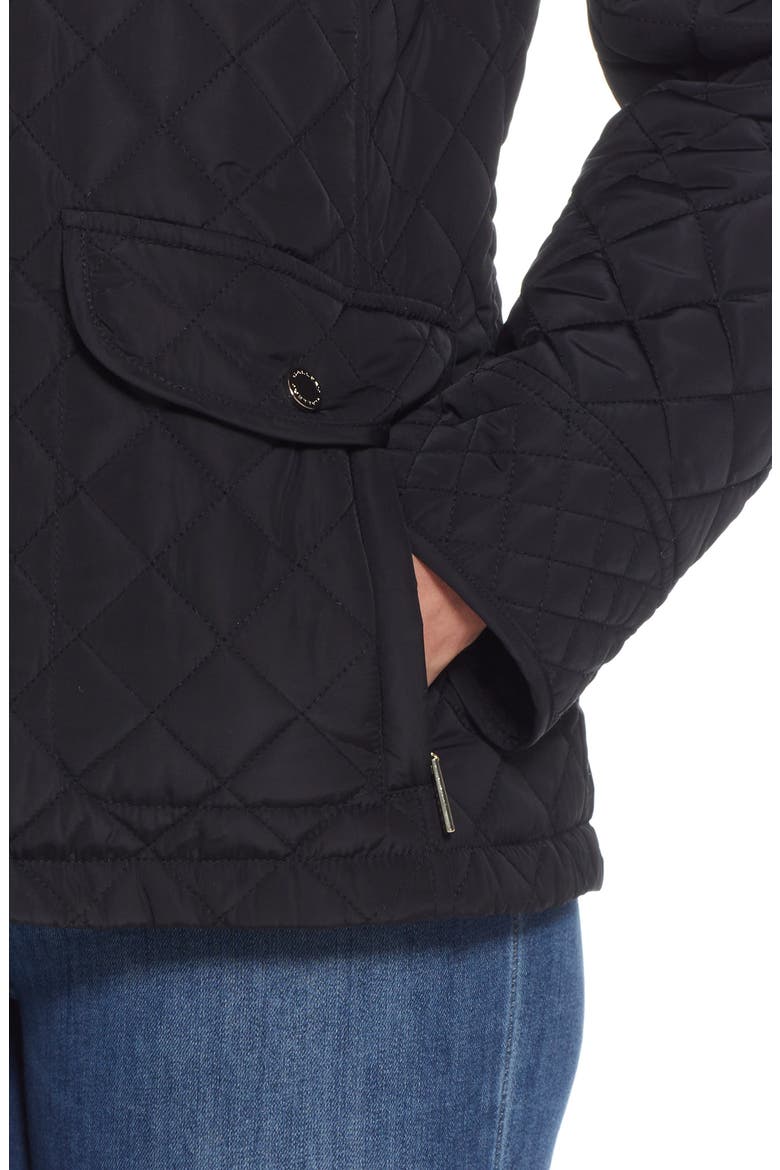 Quilted Stand Collar Jacket, Alternate, color, BLACK