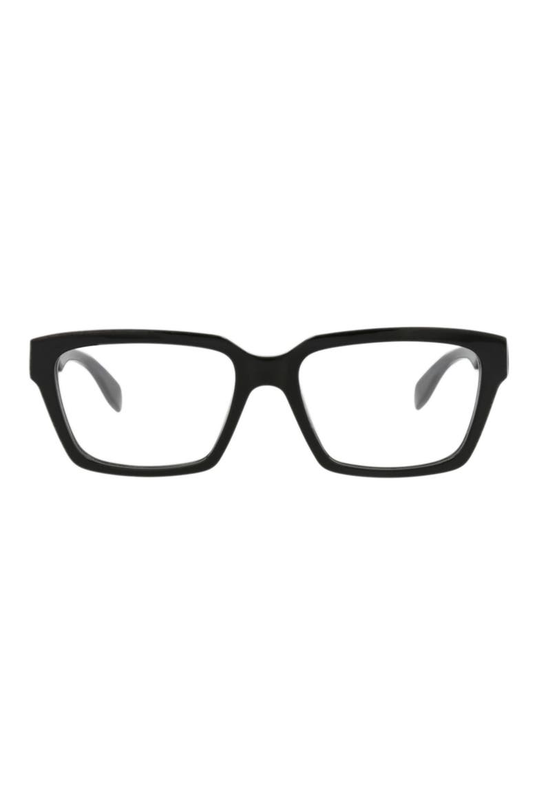 54mm Rectangular Optical Glasses, Main, color, BLACK BLACK TRANSPARENT
