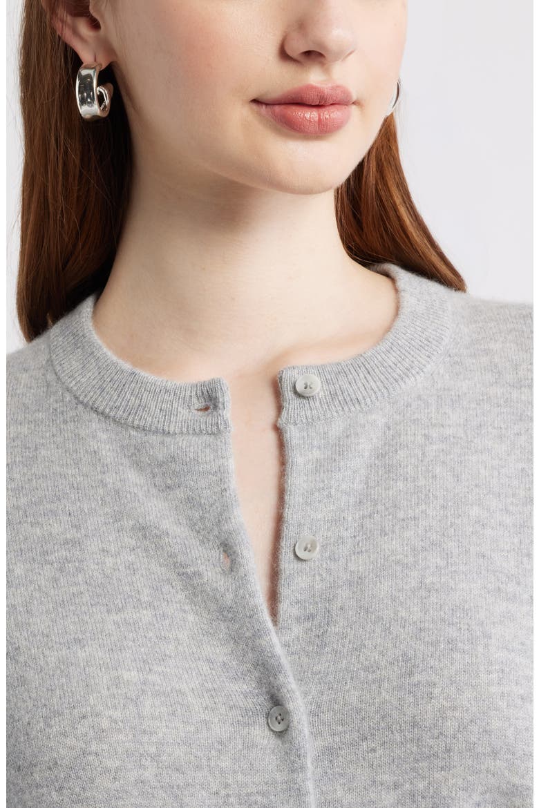 Cashmere Button-up Cardigan, Alternate, color, GREY SILK HEATHER