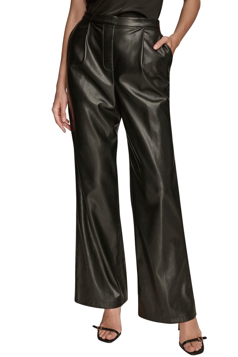 Pull On Faux Leather Pants, Main, color, BLACK
