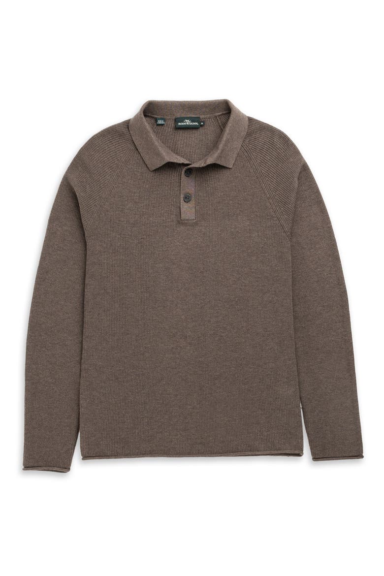 Eastern Bush Long Sleeve Cotton Rib Polo Sweater, Alternate, color, SABLE