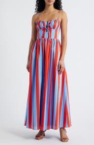 Line & Dot Primo Lace Back Stripe Sleeveless Maxi Dress