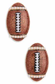 BaubleBar Faux Pearl Enamel Football Stud Earrings