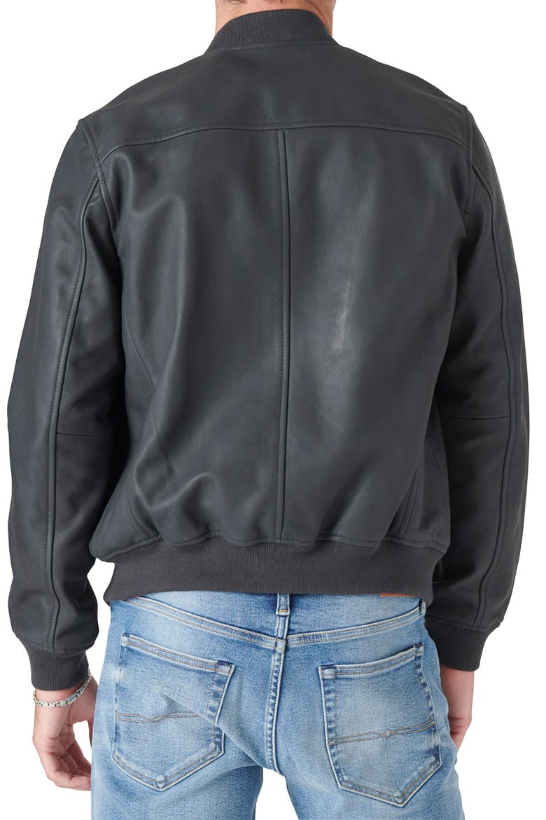 Leather Bomber Jacket, Alternate, color, 001 BLACK
