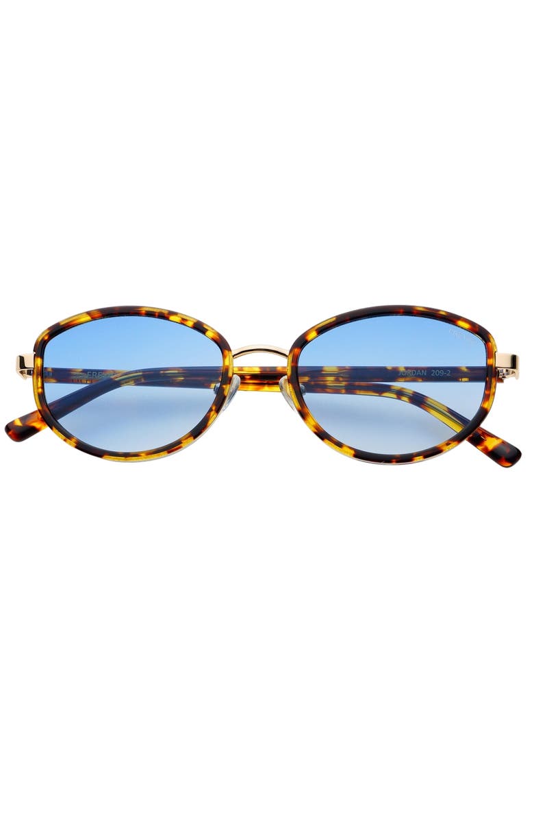 FREYRS Eyewear Jordan Oval Sunglasses, Main, color, Yellow Tortoise / Blue