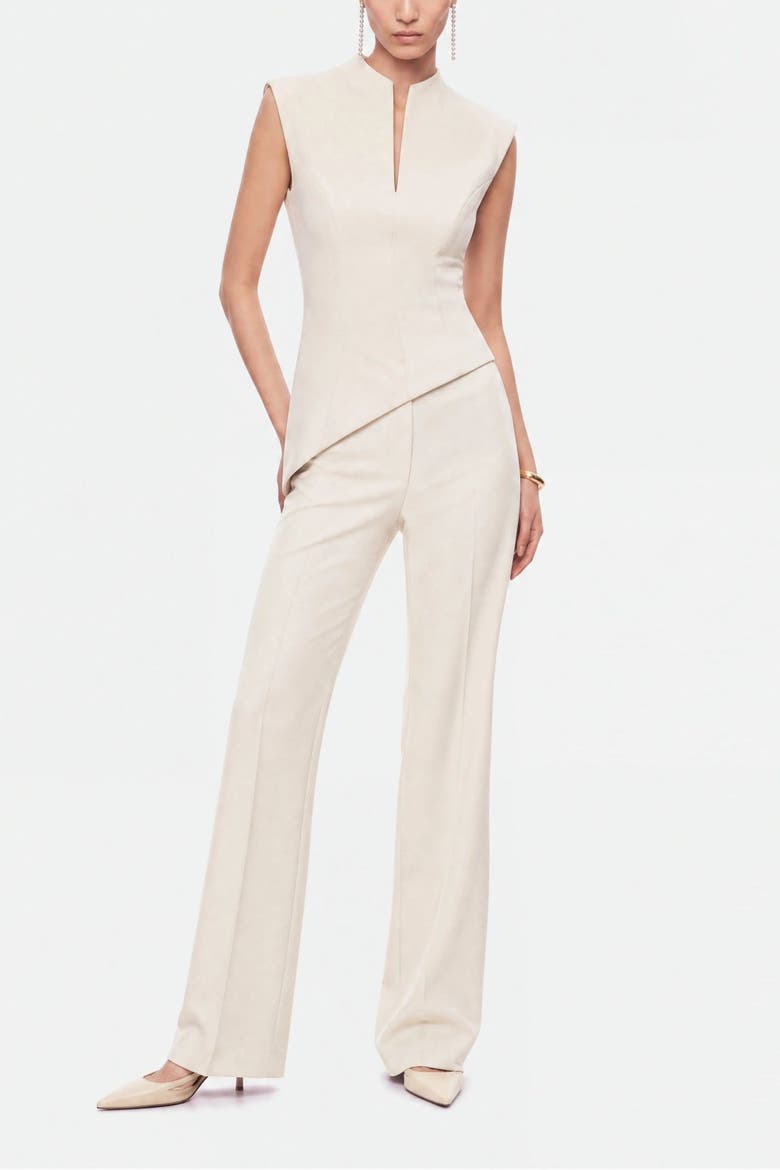 High Waist Slit Hem Trousers, Main, color, Ivory
