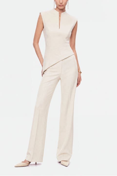 High Waist Slit Hem Trousers