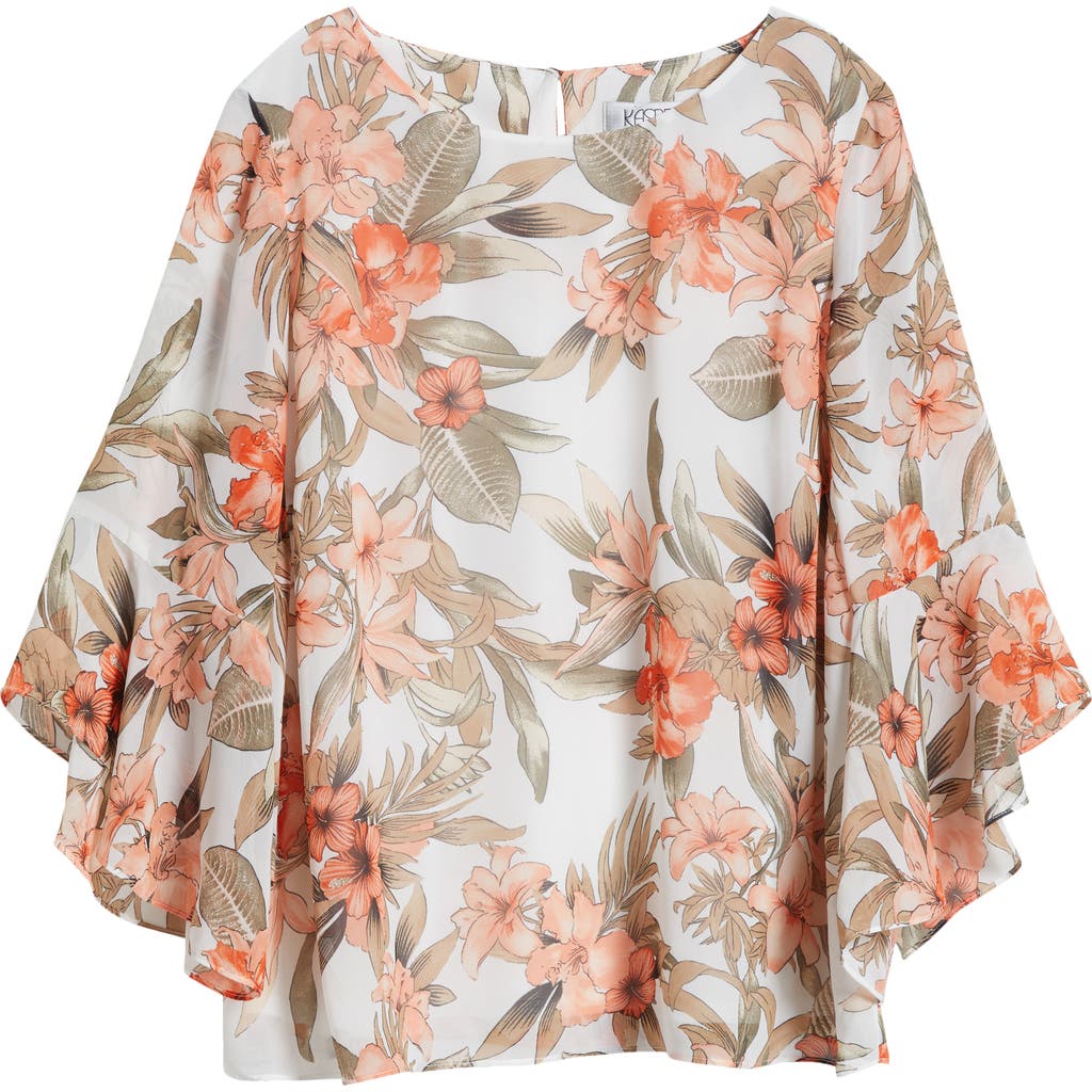 Kasper Plus Size Printed Flared-sleeve Blouse In Multi