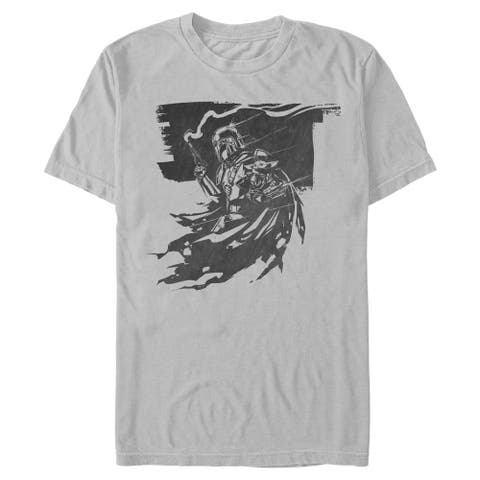 Men's Star Wars The Mandalorian and Grogu Din Djarin and The Child Powerful Scene  Graphic T-Shirt