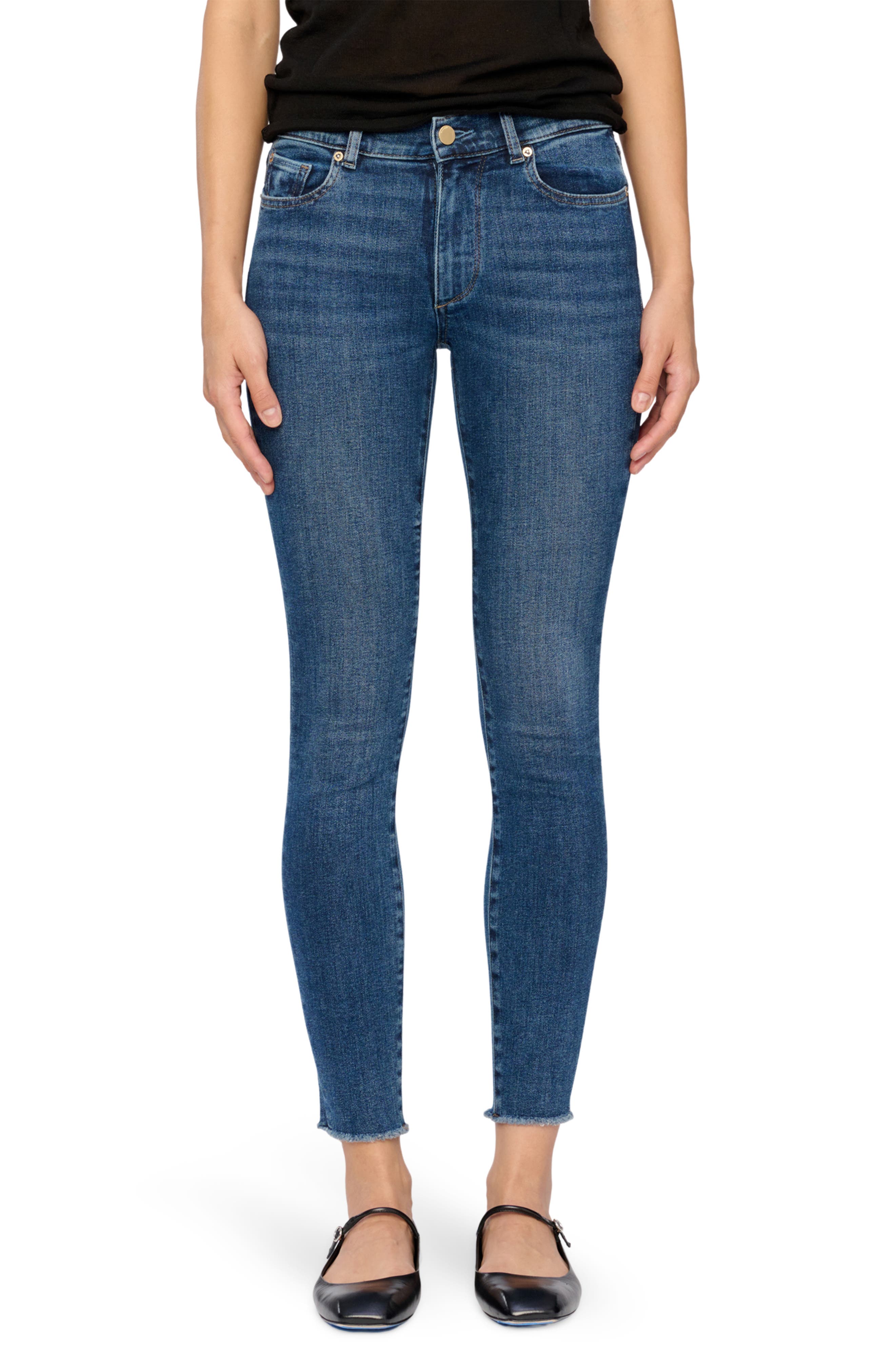 Florence Instasculpt Frayed Ankle Mid Rise Skinny Jeans