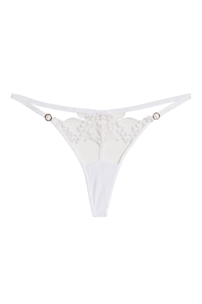 Marisa Embroidered Mesh Thong, Alternate, color, WHITE/ SHEER