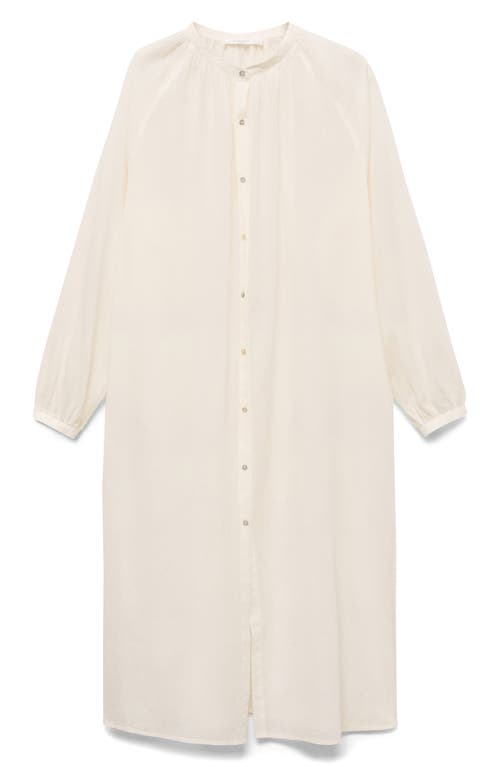 Mango Long Sleeve Cotton Nightgown In Neutral