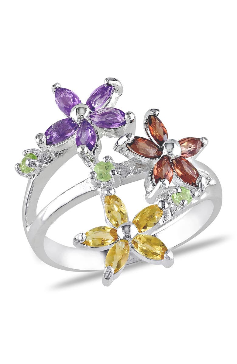 DELMAR Garnet, Amethyst, Citrine & Peridot Floral Ring, Main, color,