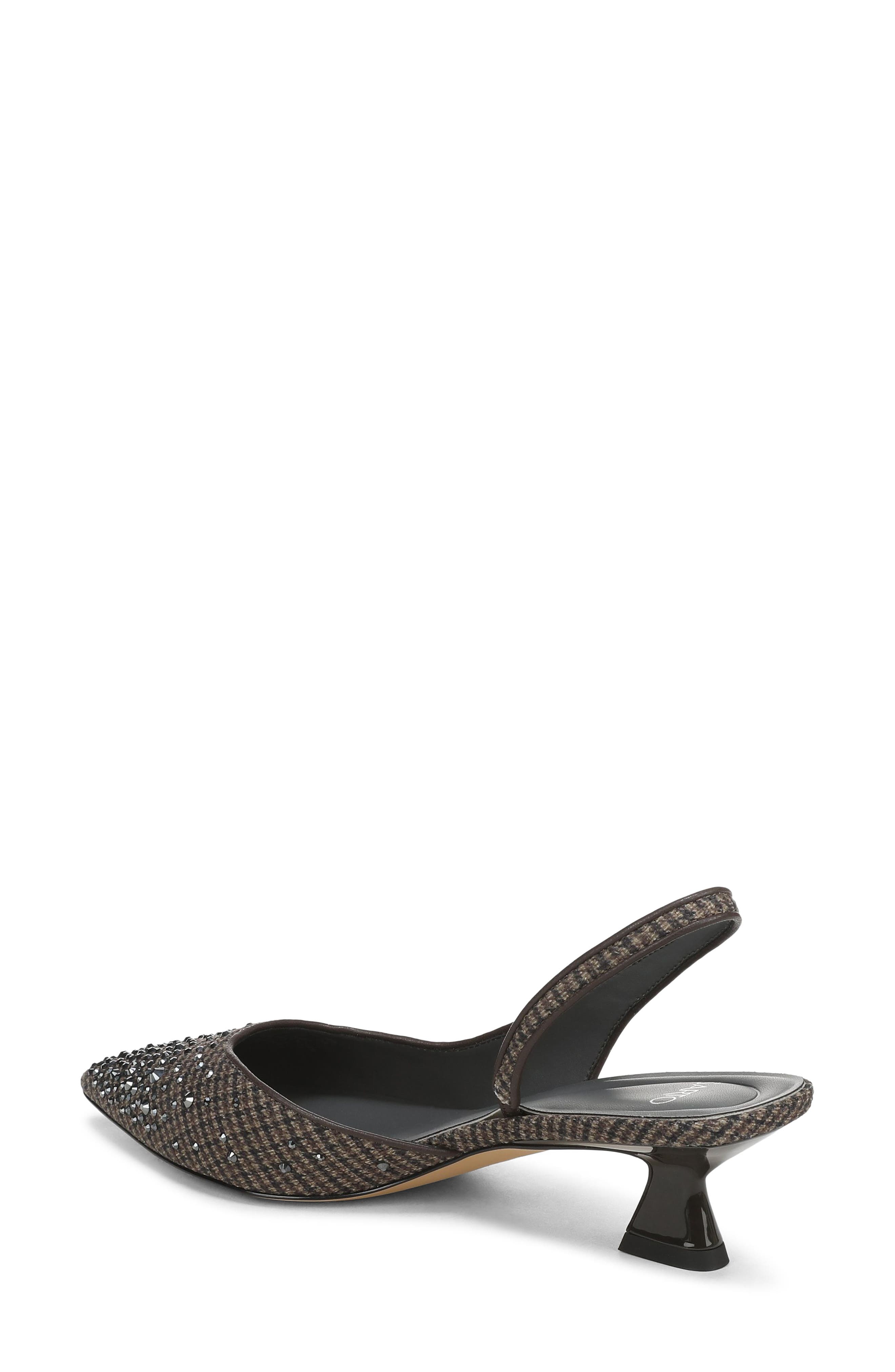 Devin Pointed Toe Slingback Pump, Alternate, color, BROWN FABRIC