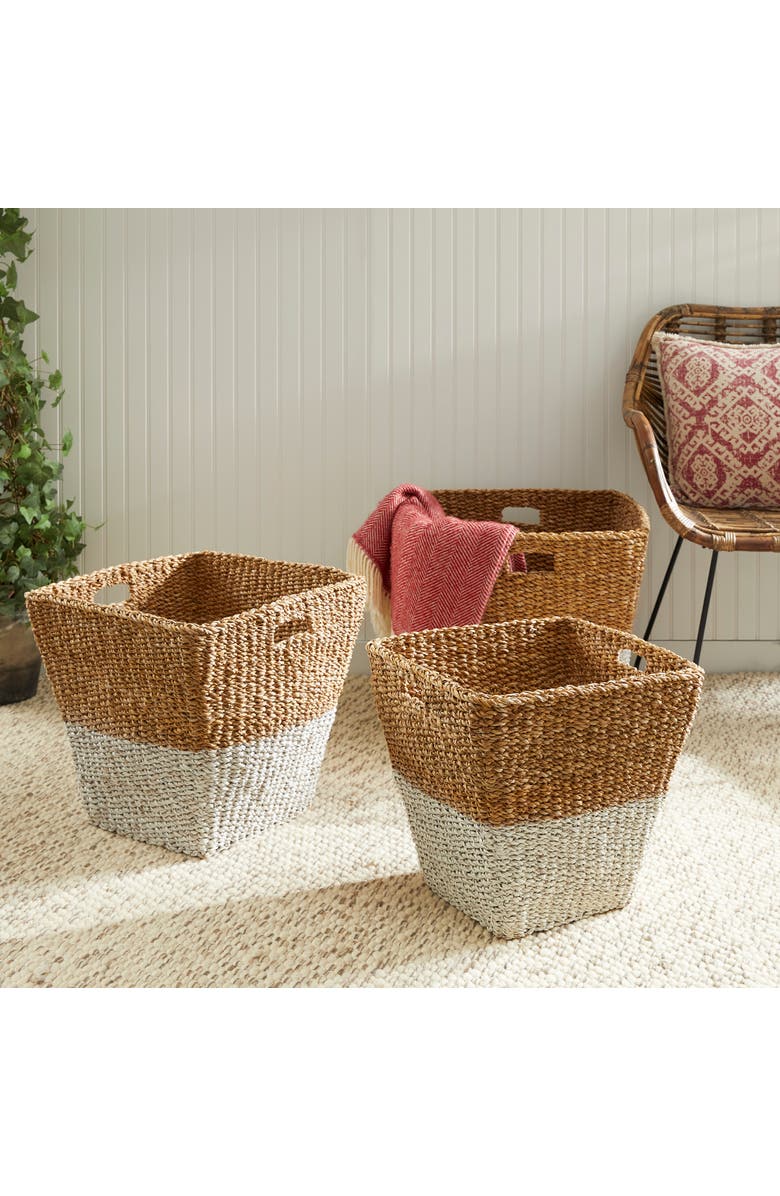 Napa Home & Garden Seagrass Rectangular Storage Baskets Set of 3, Alternate, color, Beige