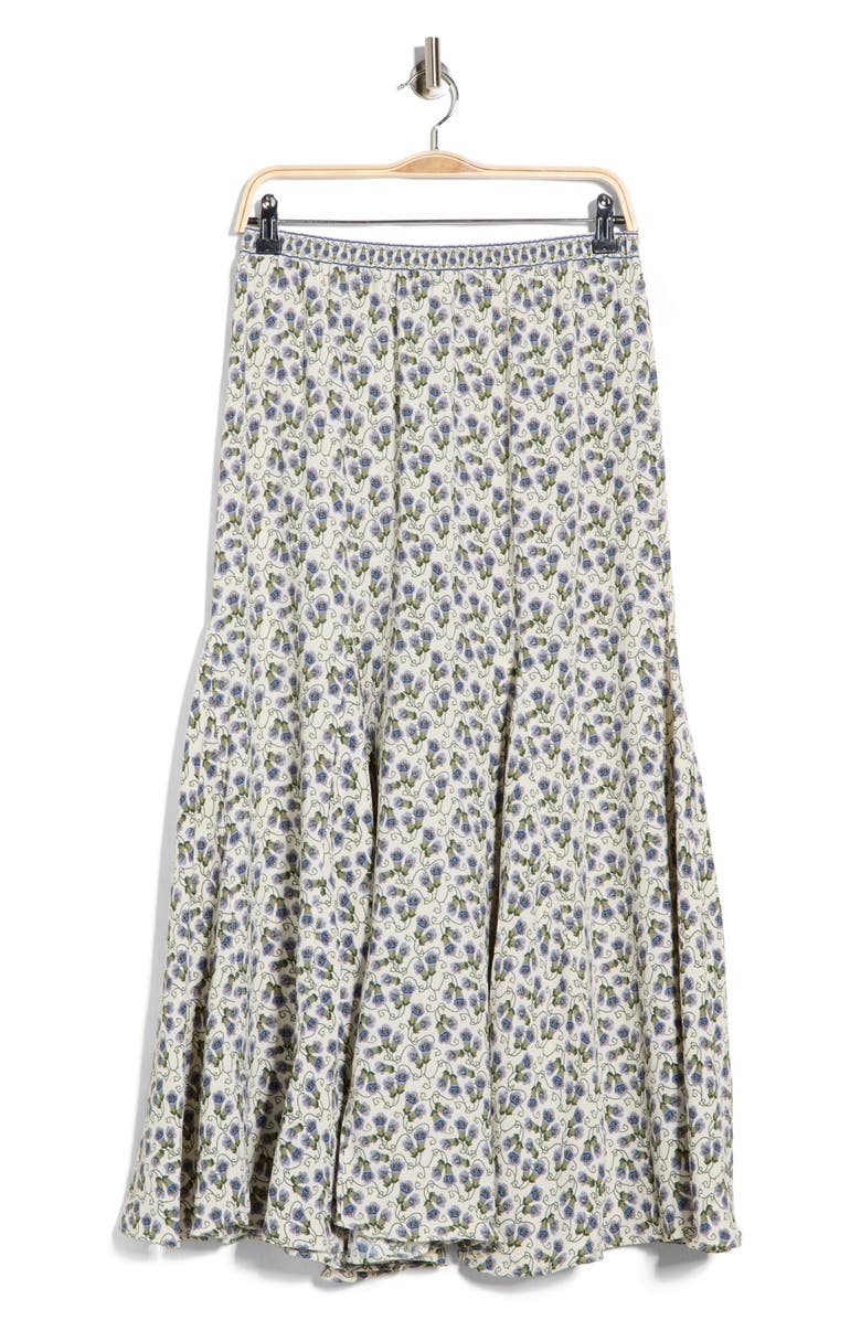 MAX STUDIO Godet Georgette Skirt, Alternate, color, Cream/ Denim Bell Flower