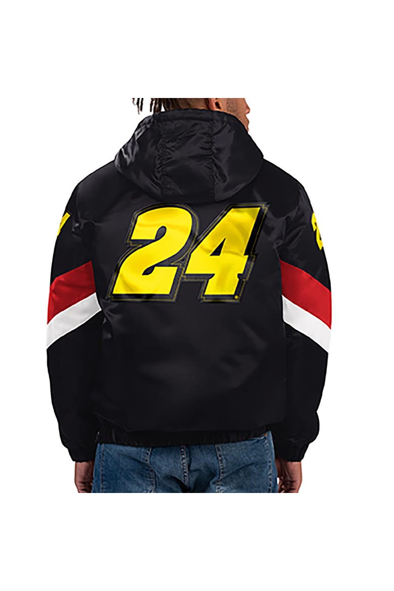 Men's Starter Black Jeff Gordon Home Team Satin Half-Zip Hoodie Jacket, Alternate, color, Black