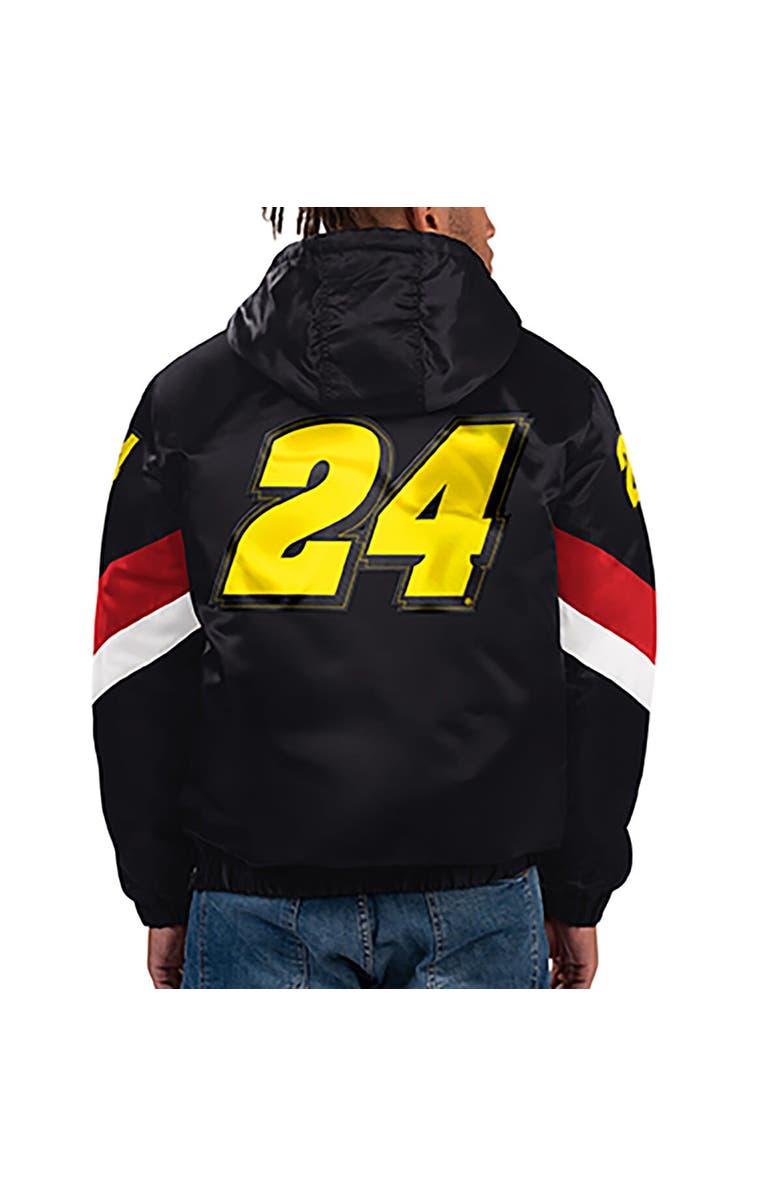 STARTER Men's Starter Black Jeff Gordon Home Team Satin Half-Zip Hoodie Jacket, Alternate, color, Black