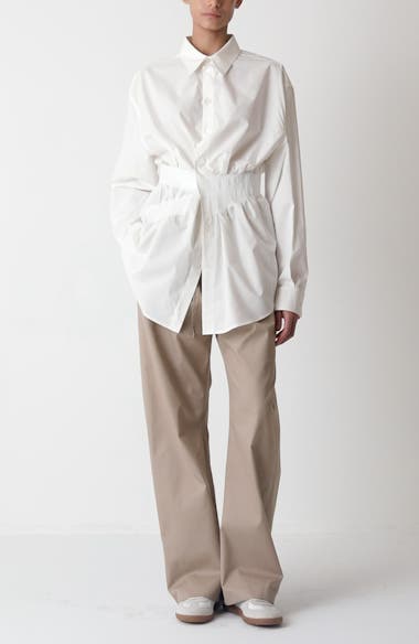 MM6 Maison Margiela Pleated Cotton Gabardine Straight Leg Pants MM6 Maison Margiela Pleated Cotton Gabardine Straight Leg Pants