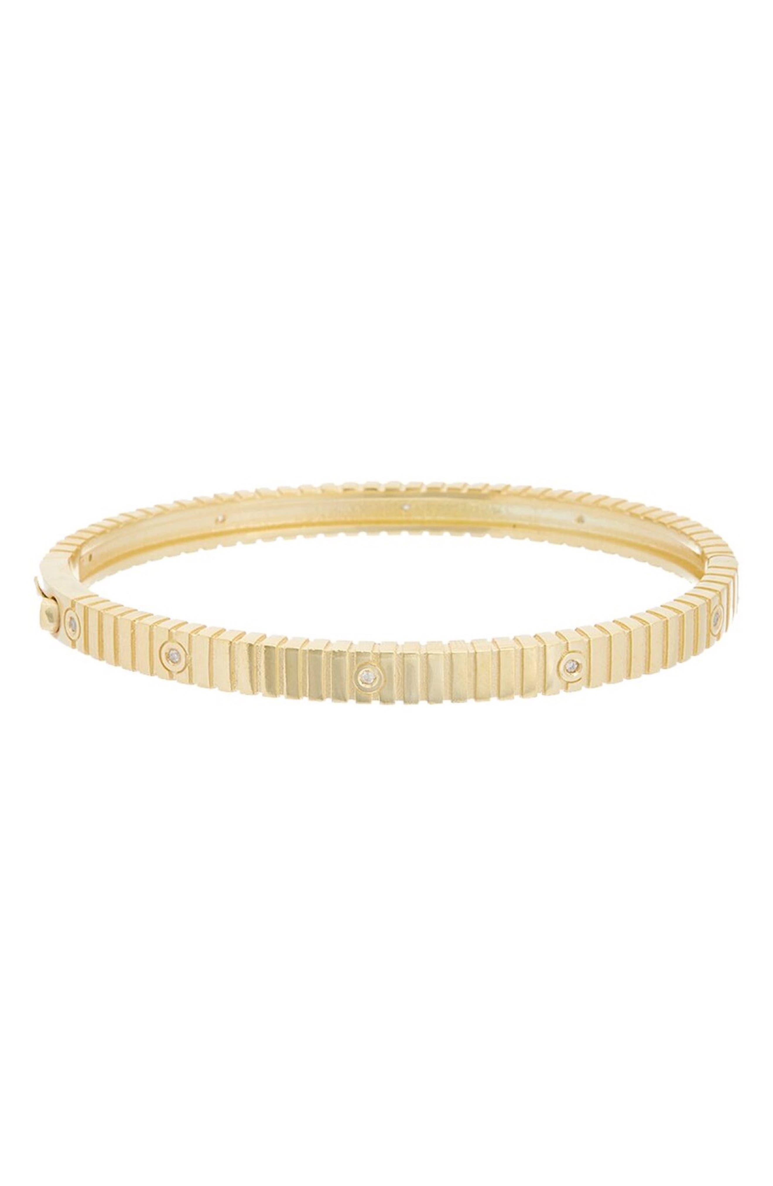 Diamond Ridged Bangle Bracelet
