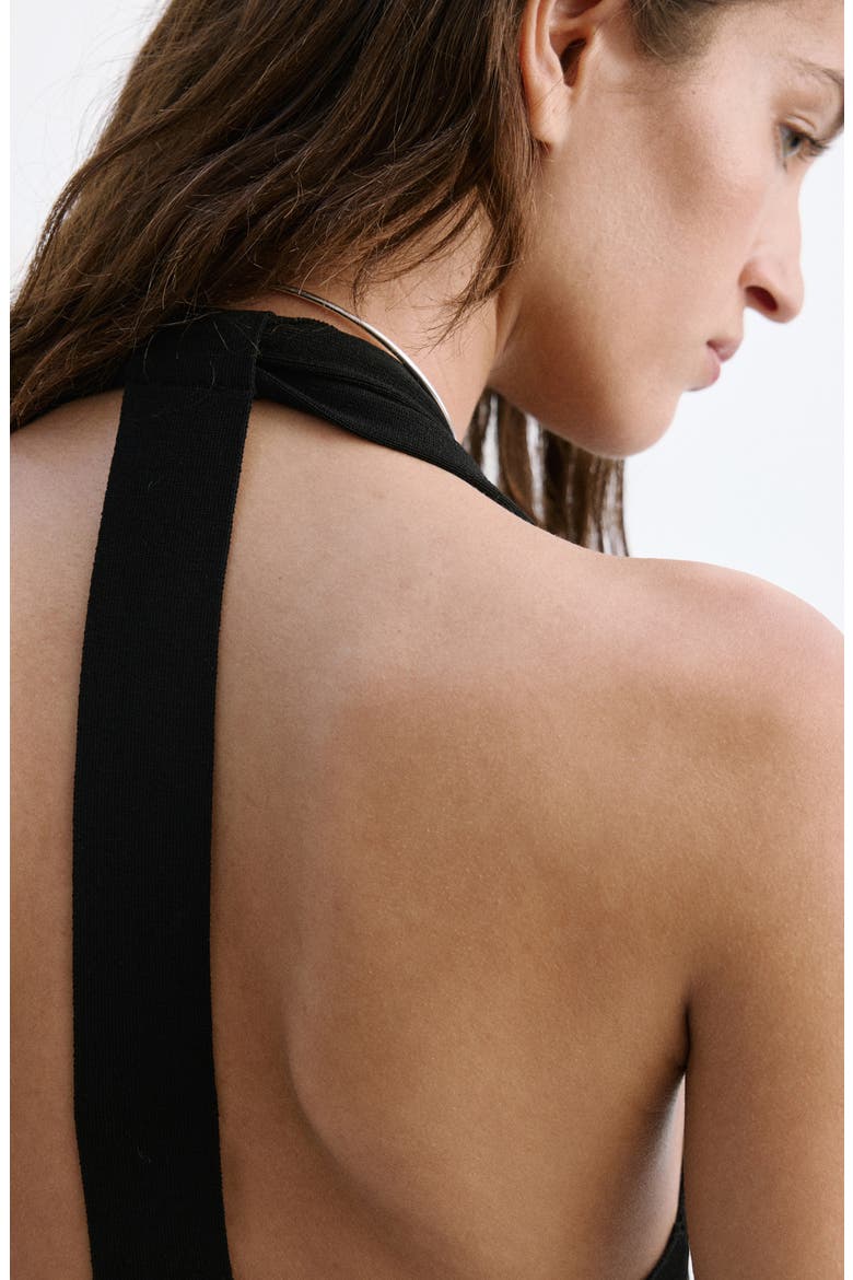 Halter Dress with Back Detail, Alternate, color, BLACK