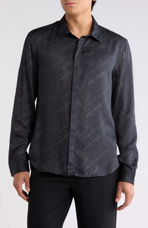 Rodney Print Long Sleeve Hidden Placket Shirt