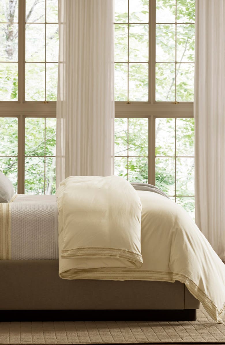 Boll & Branch Signature Ladder Stitch Duvet Cover & Shams Set, Alternate, color, Cream/ Sand