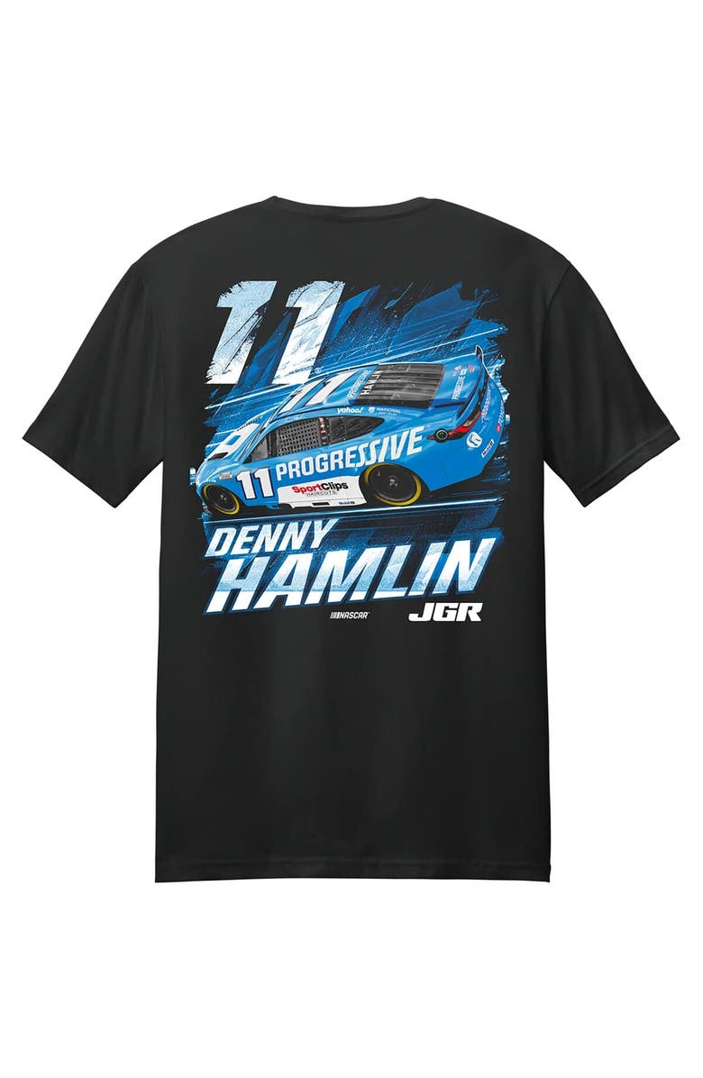 JOE GIBBS RACING TEAM COLLECTION Men's Joe Gibbs Racing Team Collection Black Denny Hamlin Progressive Car T-Shirt, Alternate, color, Black
