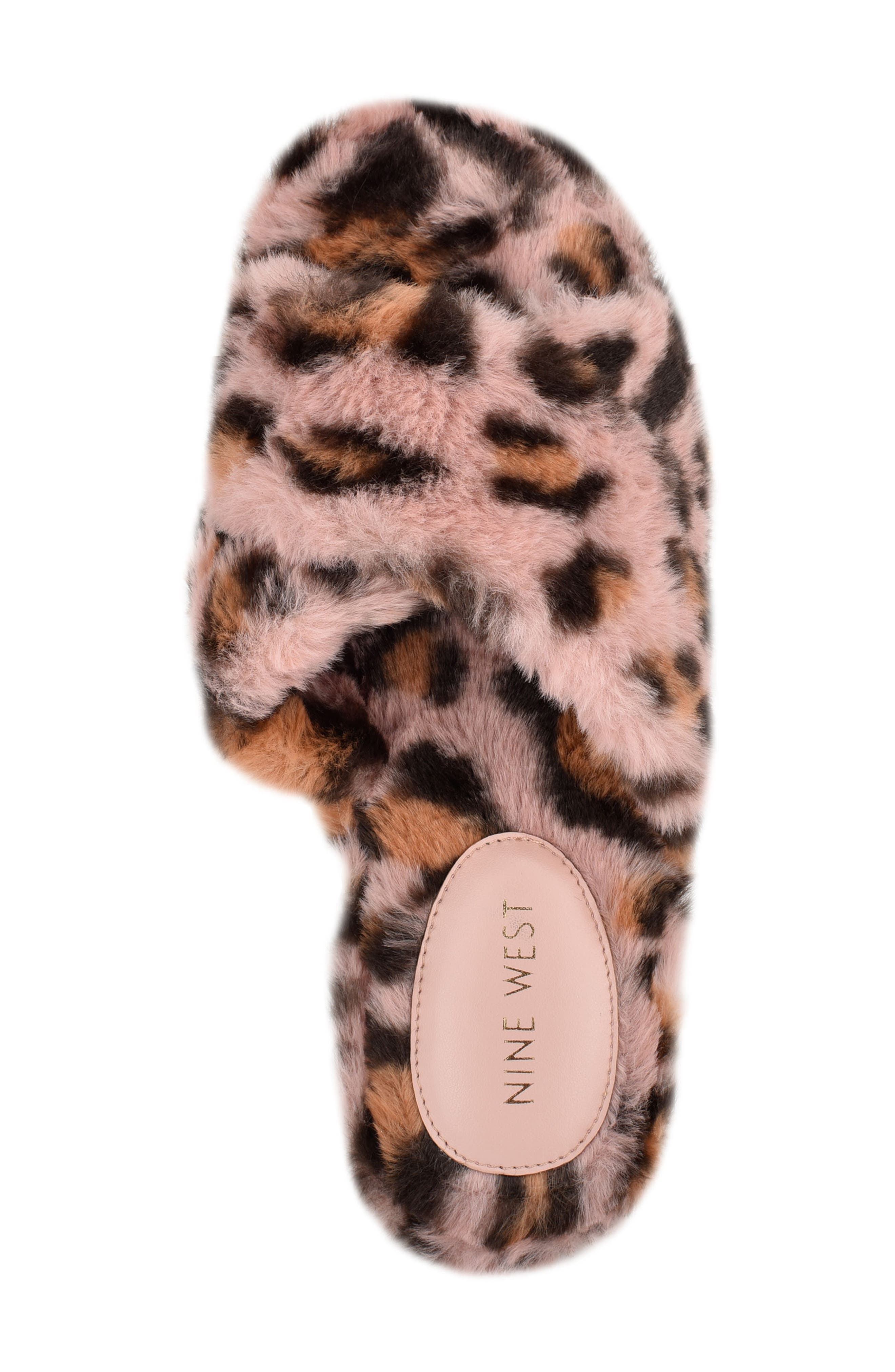 Cozy Faux Fur Slipper, Alternate, color, PINK LEOPARD