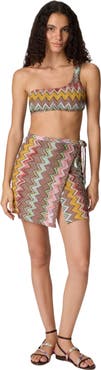 Missoni Mini Pareo Skirt In Lamé Viscose With Macro Zigzag Pattern