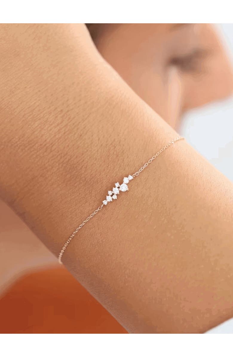 Hollywood Sensation Perla Chain Link Bracelet with Round Cut Cubic Zirconia Cluster, Alternate, color, Gold