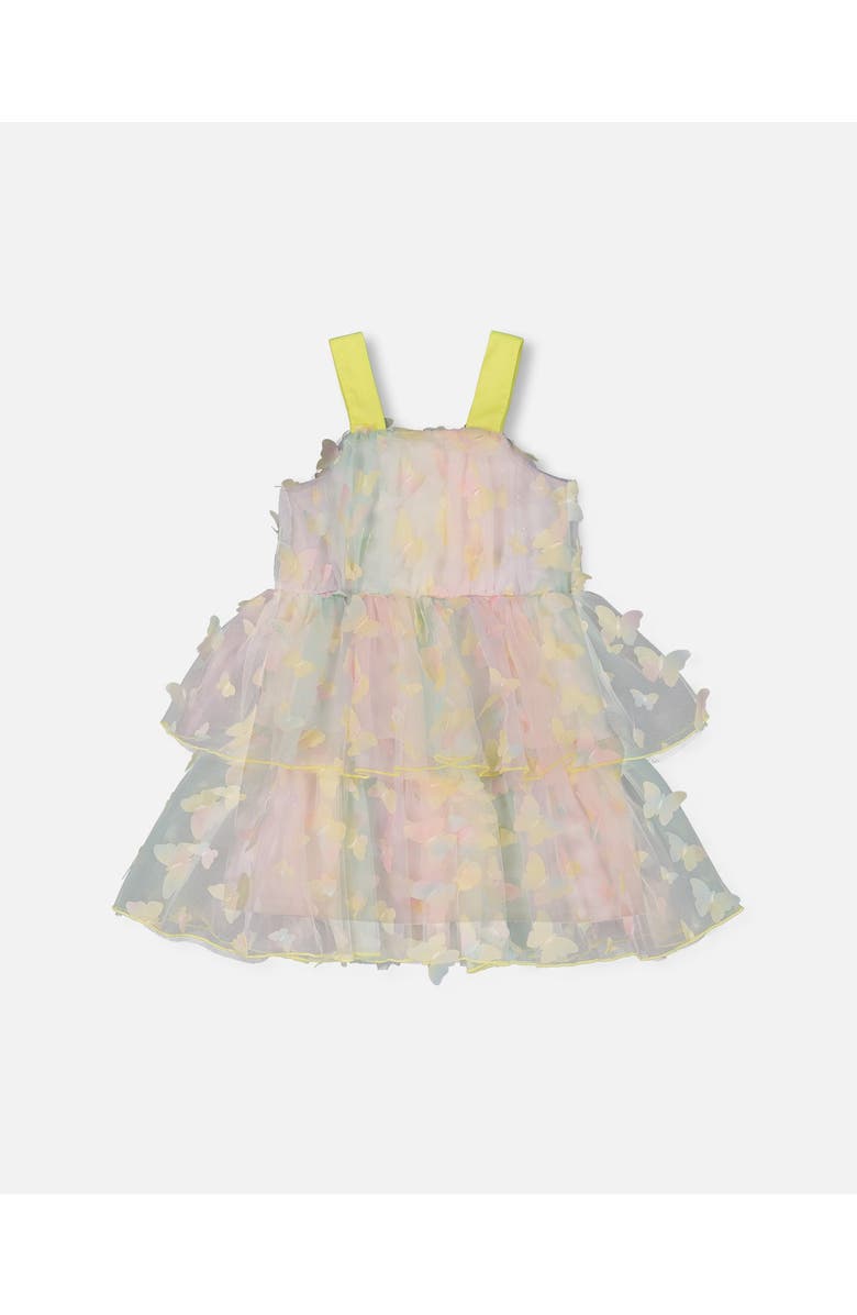 Deux par Deux Girl's Tiered Printed Mesh Dress Multicolored With Butterflies, Alternate, color, 
