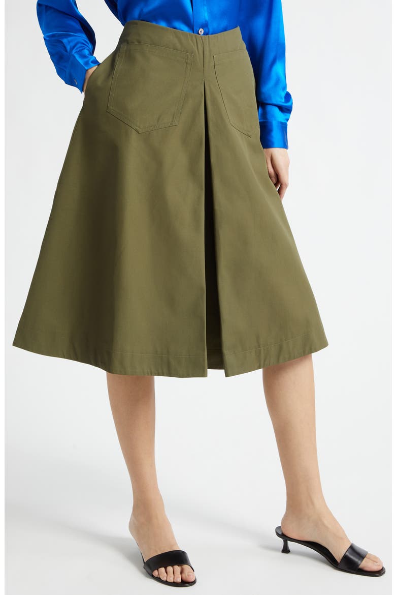 Louise Pleated Cotton Shorts, Alternate, color, LEAF