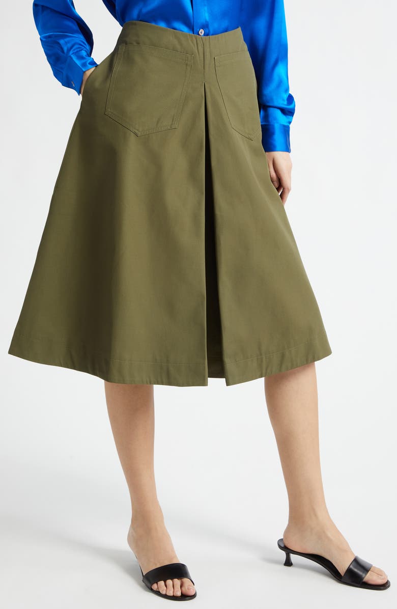 ZANKOV Louise Pleated Cotton Shorts, Alternate, color, Leaf