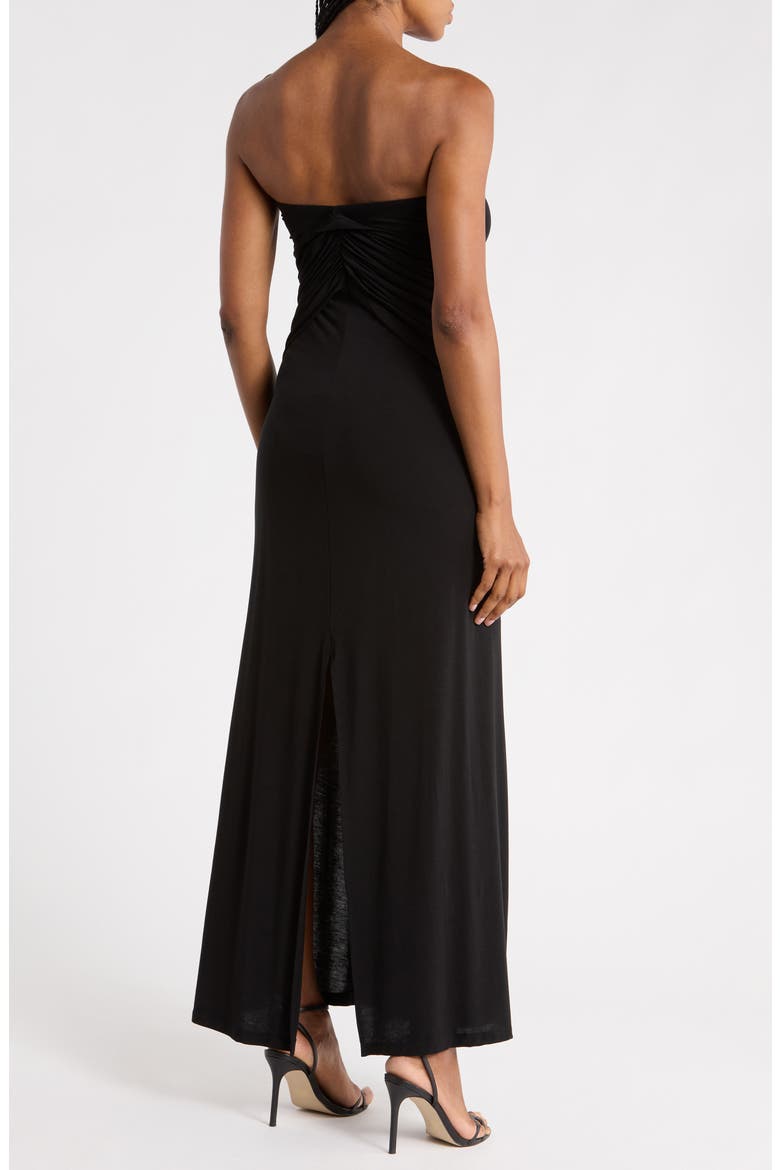 Sash Strapless Maxi Dress, Alternate, color, BLACK