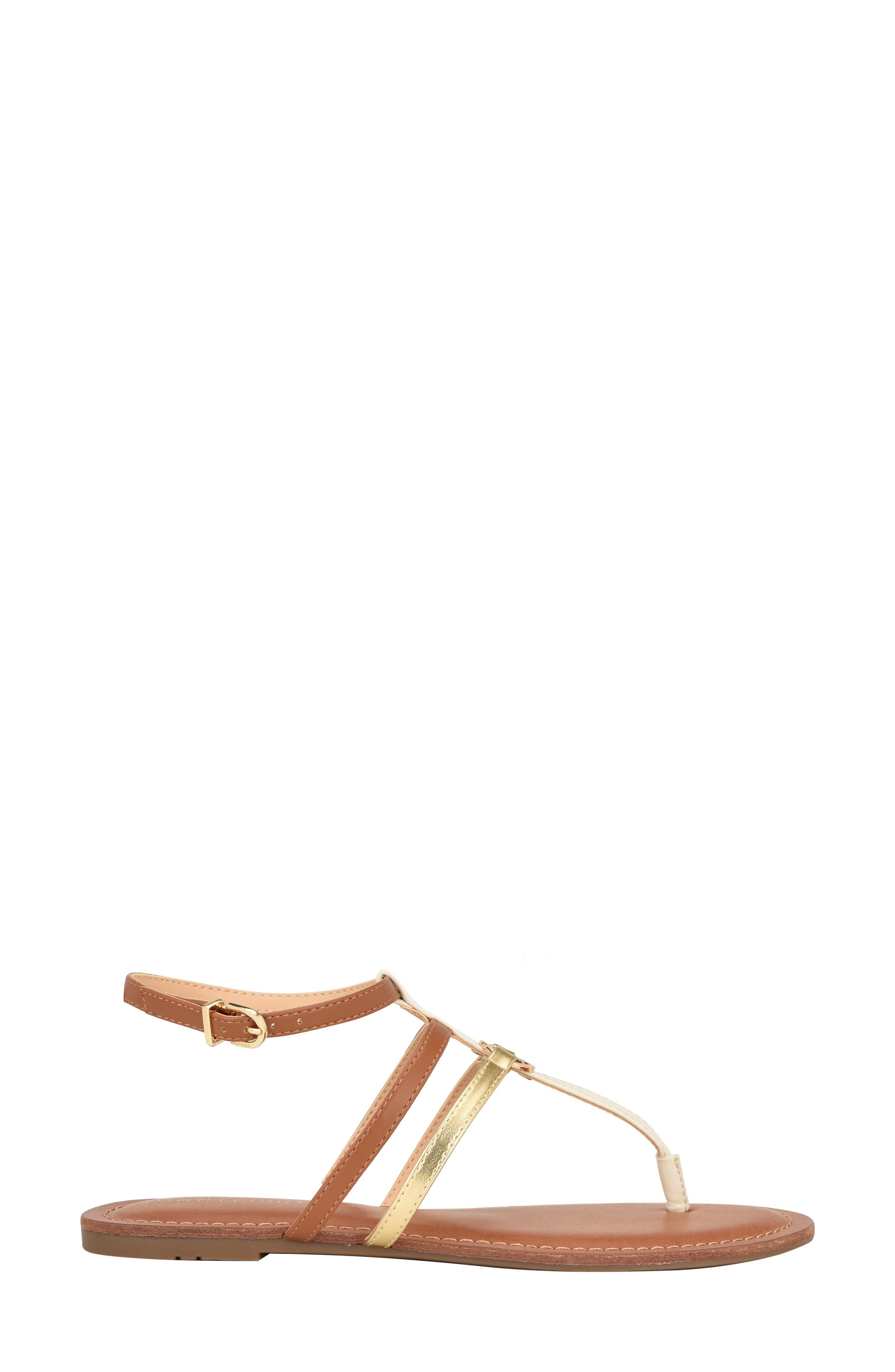 Lincoe T-Strap Sandal, Alternate, color, BRITISH TAN/CHIC CREAM/GOLD