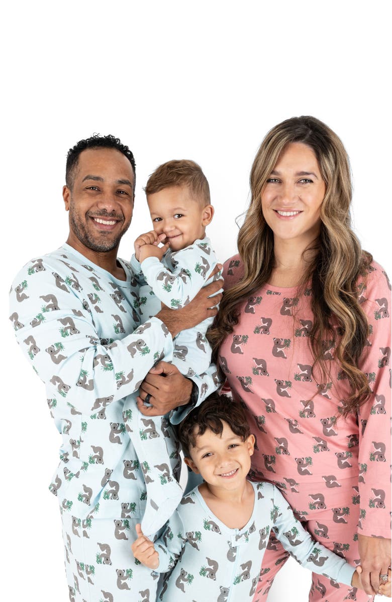 Leveret Footed Printed Cotton Matching Family Pajamas, Coordinated Prints, Alternate, color, Blue Koala