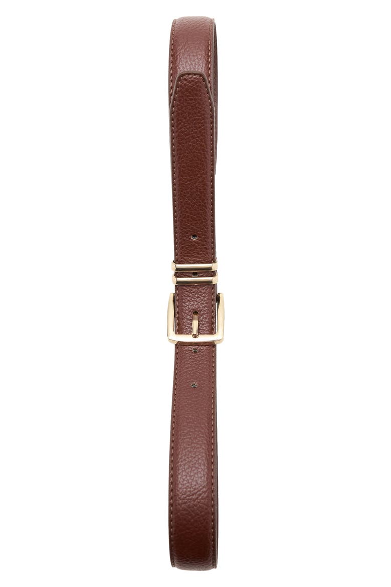 Square Buckle Faux Leather Belt, Alternate, color, BROWN