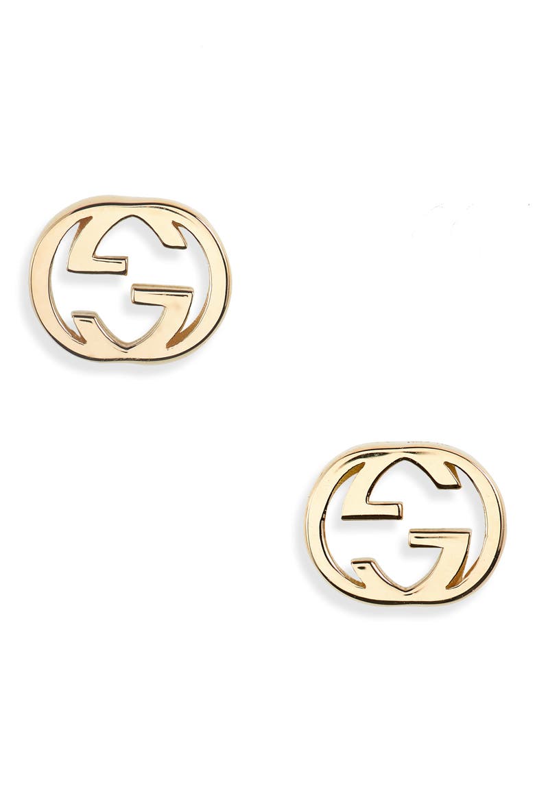 Interlocking-G Stud Earrings, Main, color, 18K YELLOW GOLD