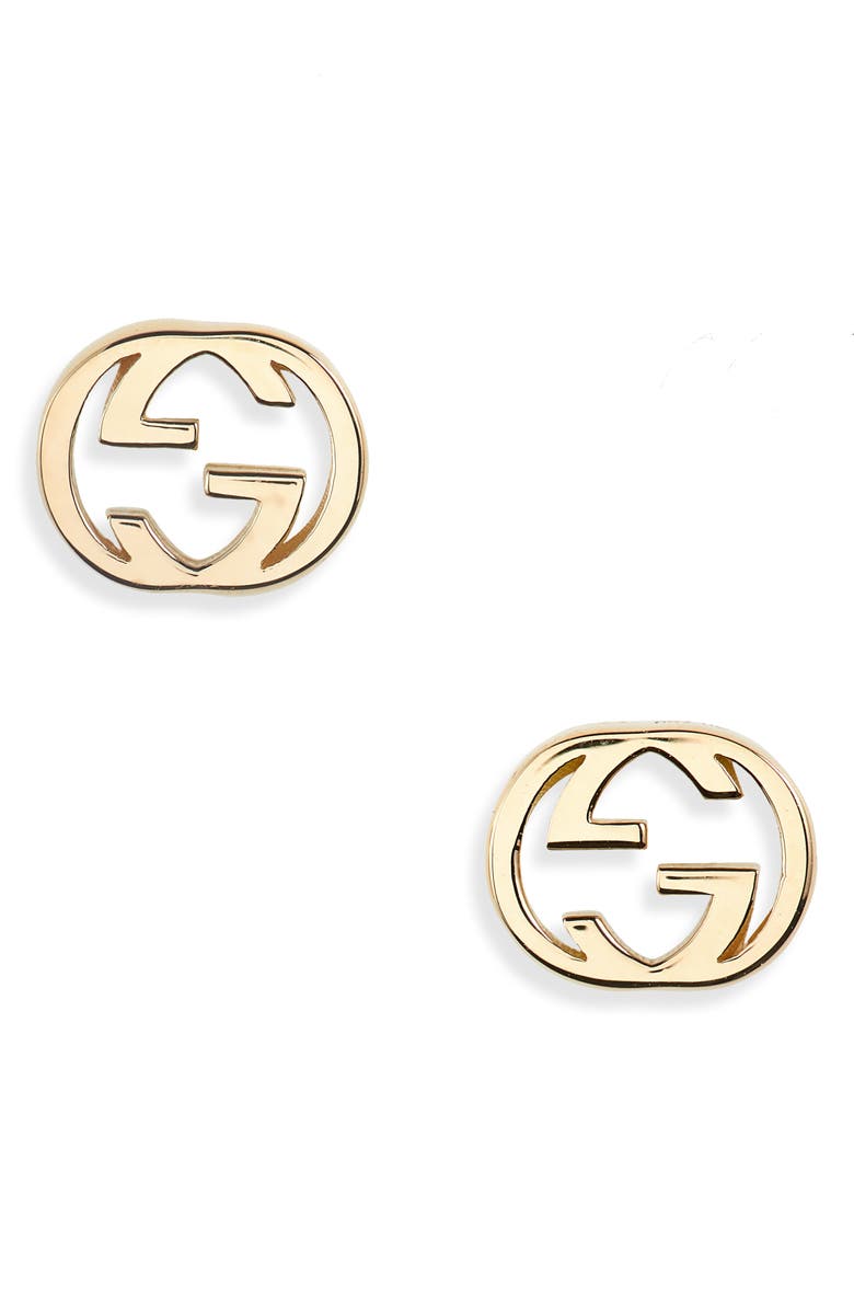Gucci Interlocking-G Stud Earrings, Main, color, 18K Yellow Gold