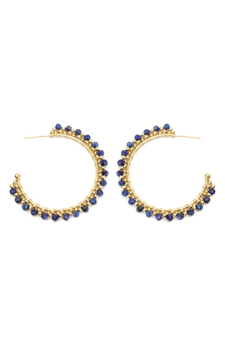 Panacea Stone Beaded Hoop Earrings, Main, color, Navy