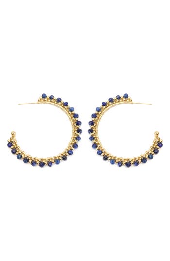 Panacea Stone Beaded Hoop Earrings In Gold