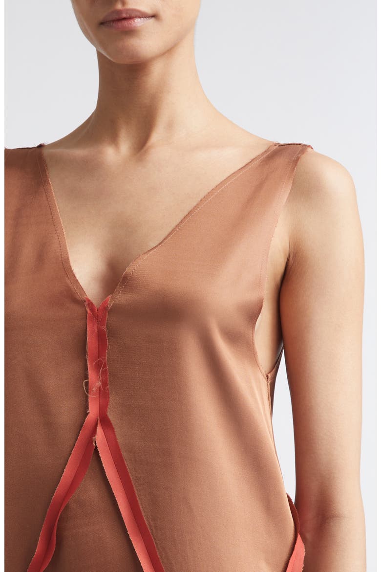 V-Neck Minidress, Alternate, color, LIGHT BROWN