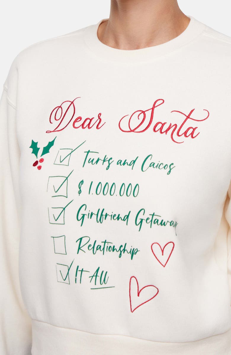 Wildfox Elyse Dear Santa Sweatshirt, Alternate, color, Eggnog