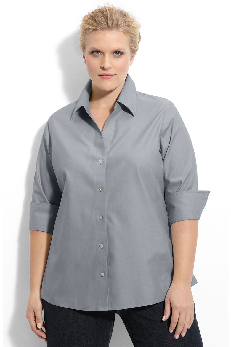 Three Quarter Sleeve Shirt, Main, color, SILVER