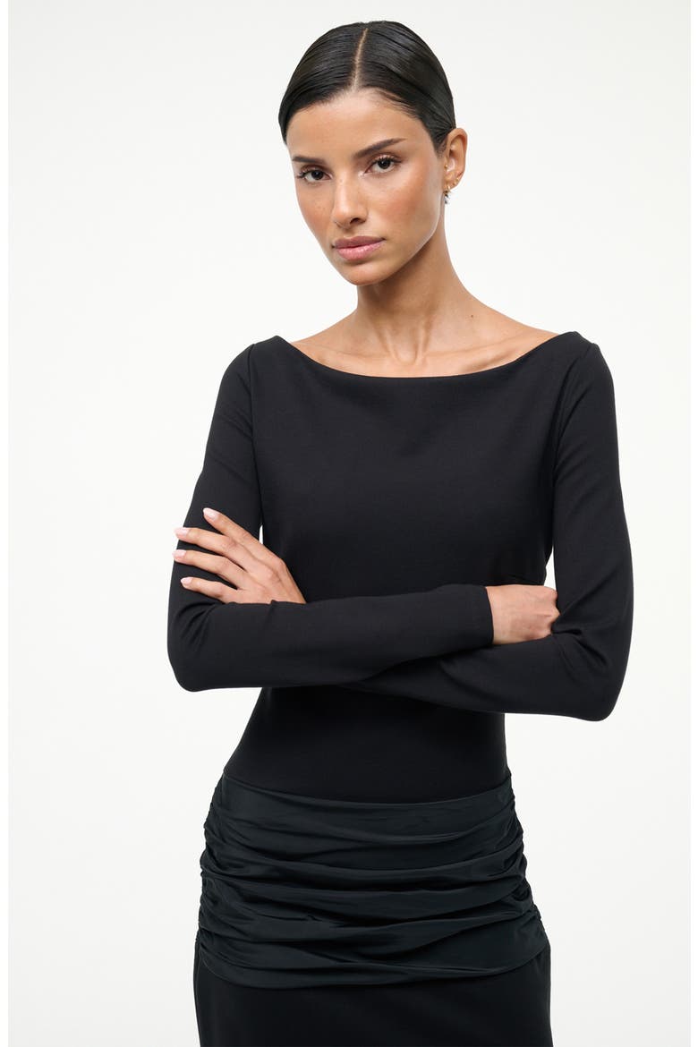Holland Mixed Media Long Sleeve Dress, Alternate, color, BLACK