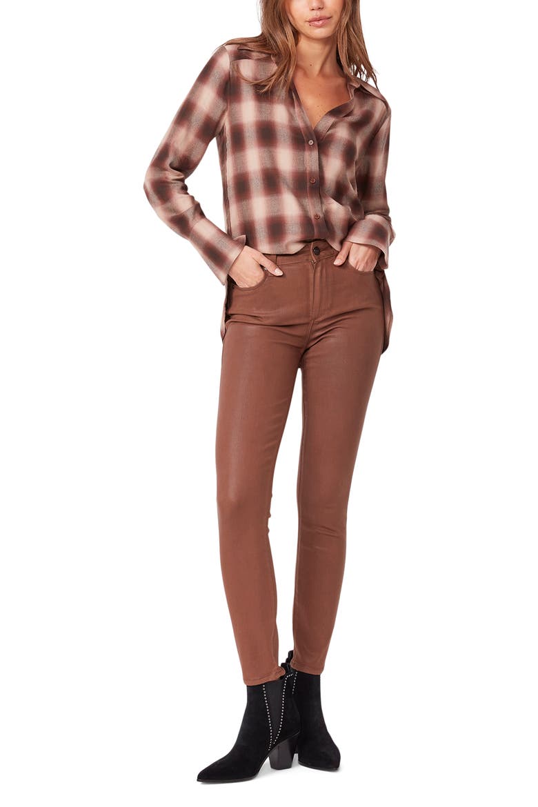Hoxton High Waist Ankle Skinny Jeans, Alternate, color, COGNAC LUXE COATING